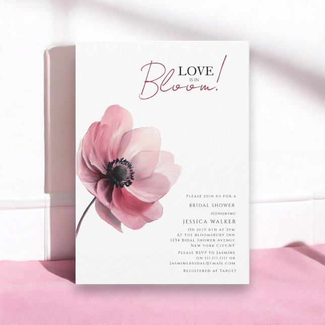 Liebe ist in Blüte Hochzeit blumengeschmückt Braut Einladung (love is in bloom pink flower bridal shower invitation )