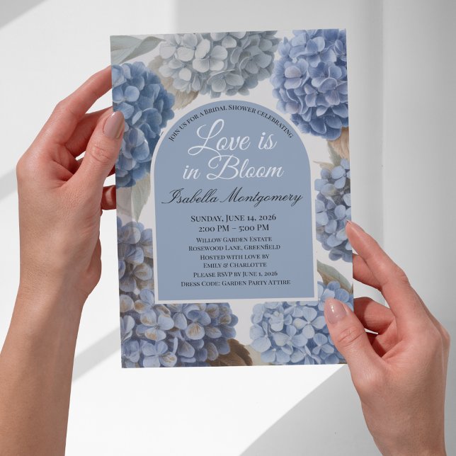 Liebe ist in Blüte - Klassische Blaue Hortensie Einladung (Love Is in Bloom Classic Blue Hydrangea Invitations
)
