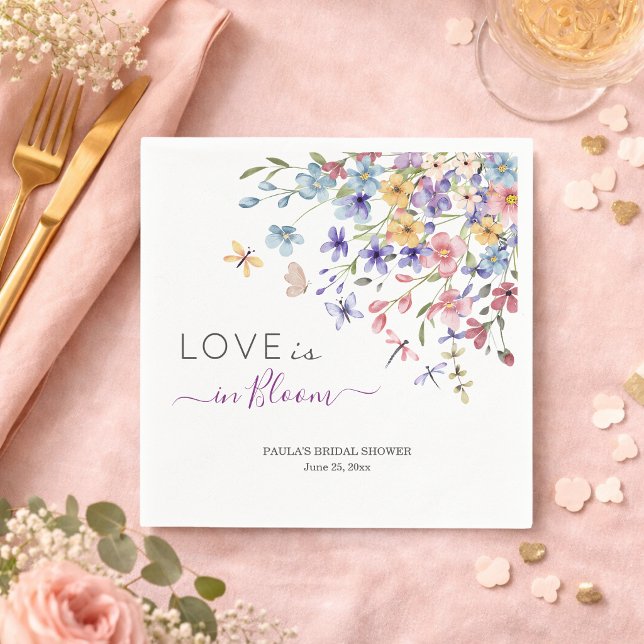 Liebe ist in Blüte Libellen Brautparty Serviette (Von Creator hochgeladen)