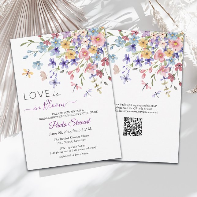 Liebe ist in Blüte Libellen QR-Code Brautparty Einladung (Von Creator hochgeladen)
