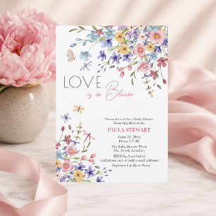 Liebe ist in Blüte Libellen Rosa Babyparty Einladung