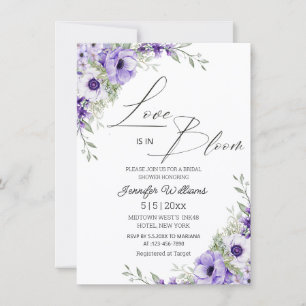 Liebe ist in Blüte, lila florale Brautparty   Einladung