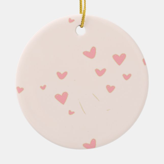Liebe ist in den rosa Herzen Keramik Ornament (Vorne)