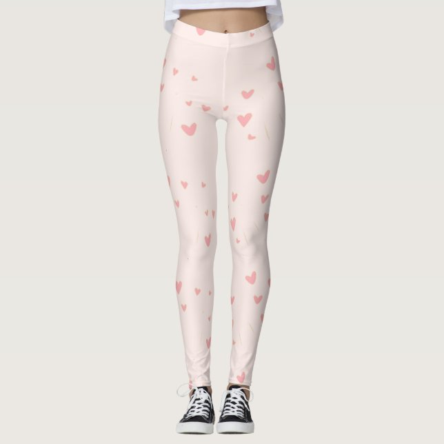 Liebe ist in den rosa Herzen Leggings (Vorderseite)