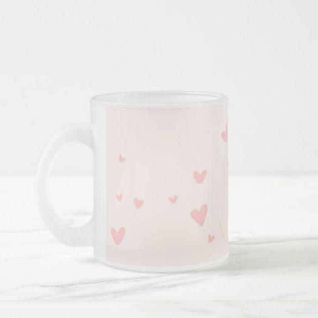 Liebe ist in den rosa Herzen Mattglastasse (Links)