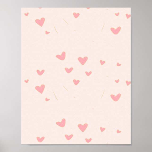 Liebe ist in den rosa Herzen Poster (Vorne)