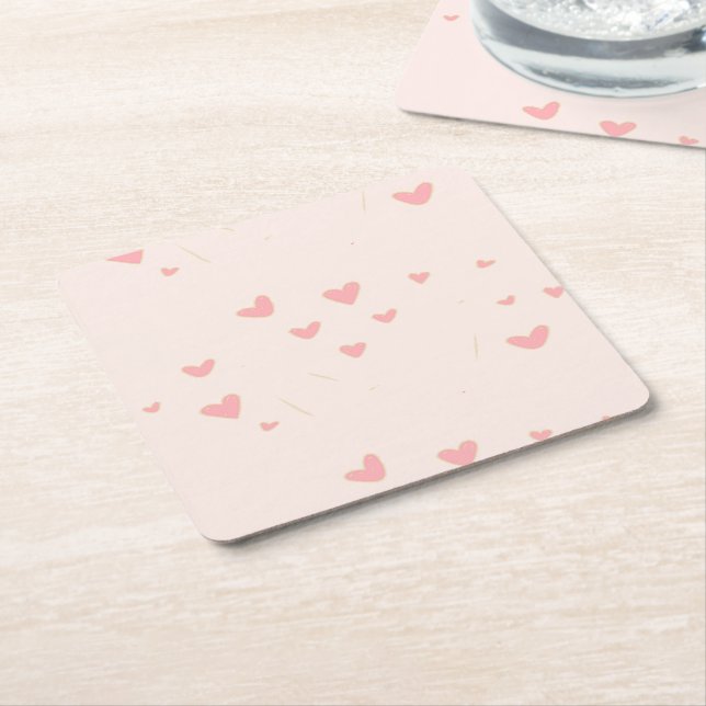 Liebe ist in den rosa Herzen Rechteckiger Pappuntersetzer (angewinkelt)