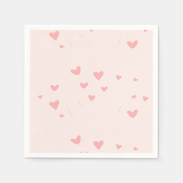 Liebe ist in den rosa Herzen Serviette (Vorderseite)