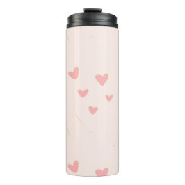 Liebe ist in den rosa Herzen Thermosbecher