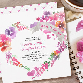 Liebe ist in der Air Floral Heart Babydusche Einladung