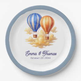Liebe ist in der Air Hot Air Ballon Reisen Hochzei Pappteller