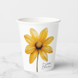 Liebe ist in der Blüte minimales blumengeschmückte Pappbecher