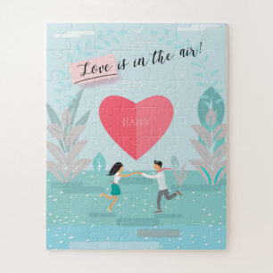 "Liebe ist in der Luft!" Enamored Couple Modern Puzzle