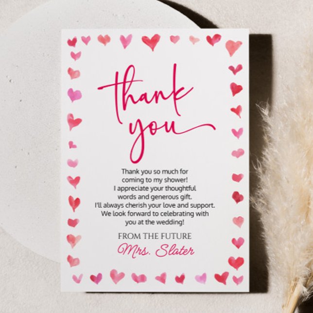 Liebe ist in der Luft rosa Herz Brautparty Dankeskarte (Von Creator hochgeladen)