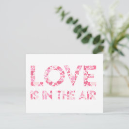 LIEBE IST IN DER LUFT - rosa Herz Muster Postkarte