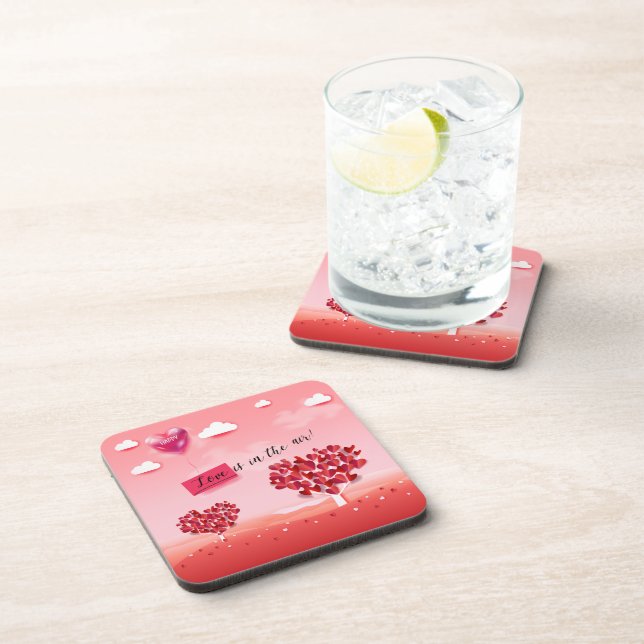 "Liebe ist in der Luft!" schöne Liebe Getränkeuntersetzer (Rechte Seite)