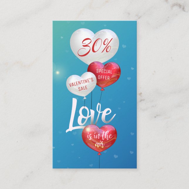 Liebe ist in der Luft Valentine Ballons Rabattkarte (Vorderseite)