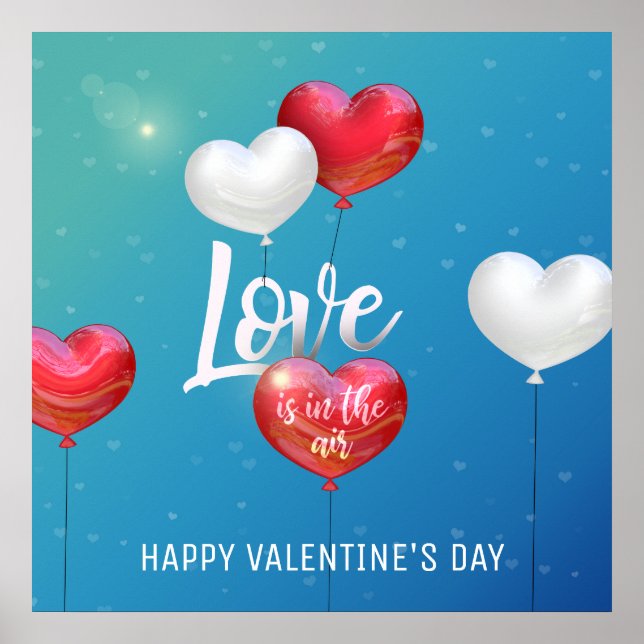 Liebe ist in der Luft Valentine Balloons Plakatdru Poster (Vorne)