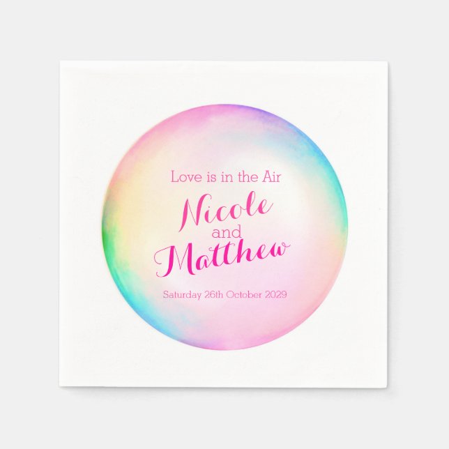 Liebe ist in der Luftblase personalisierte Serviet Serviette (Vorderseite)
