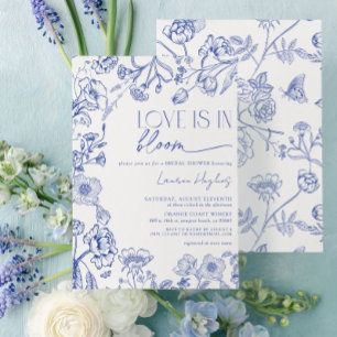 Liebe ist in voller Blüte Blaue Vintage-Blumen-Bra Einladung