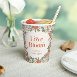 Liebe ist in voller Blüte Boho Wildblumen Brautpar Pappbecher