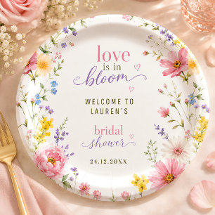 Liebe ist in voller Blüte Chic Floral Rosa Custom Pappteller