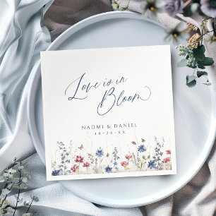 Liebe ist in voller Blüte Navy Wildblumen Rustikal Serviette