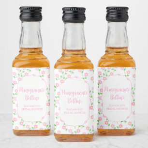 Liebe ist in voller Blüte Pink Floral Signature Co Alkoholflaschenetikett