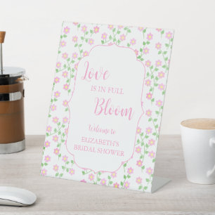 Liebe ist in voller Blüte Pinkfarbene Florale Hoch Sockelschild