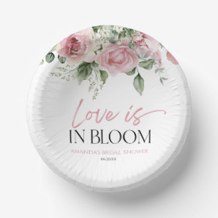 Liebe ist in voller Blüte Rosa Rosen Floral Brautp Pappteller