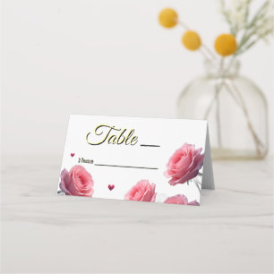 Liebe ist in voller Blüte Rosa Rosen Hochzeitsgast Platzkarte