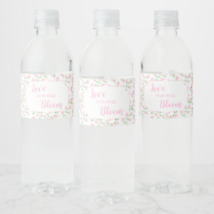 Liebe ist in voller Blüte Rosafarbene Florale Hoch Wasserflaschenetikett