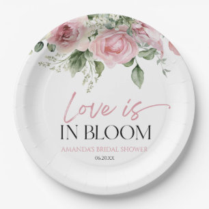 Liebe ist in voller Blüte Rosafarbene Rosen Floral Pappteller