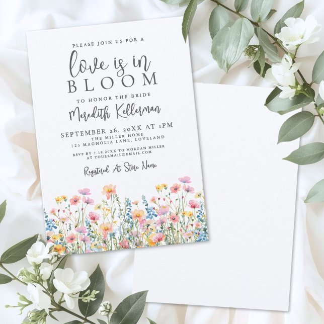 Liebe ist in voller Blüte Wildblumen-Brautparty Einladung (Love Is In Bloom Wildflowers Bridal Shower Invitation)