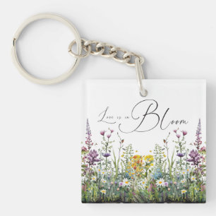 Liebe ist in voller Blüte Wilde Blumen Hochzeitsdu Schlüsselanhänger