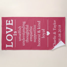 Liebe ist ... individuelle Name, Datum & Farbe Str Strandtuch