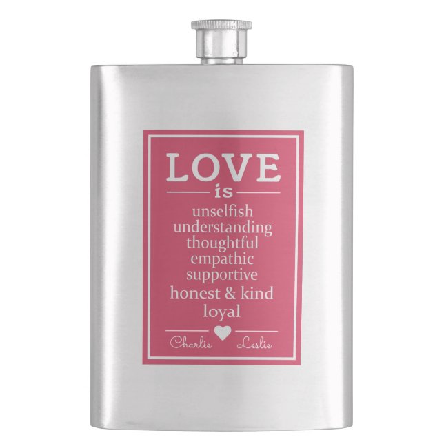 Liebe ist ...individuelle Name Flasche Flachmann (Vorderseite)