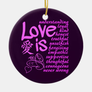 Liebe ist ...  individuelle Name und Datumsverzier Keramik Ornament