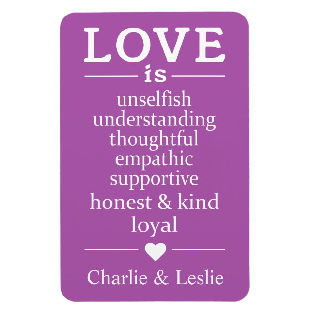 Liebe ist ... individuelle Name und Farbmagnet Magnet (Vertikal)