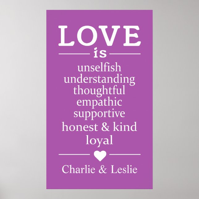 Liebe ist ... individuelle Namen und Farbposter Poster (Vorne)
