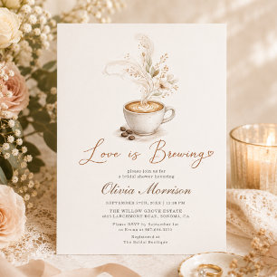 Liebe ist Kaffee Brauen Boho Brautparty Einladung