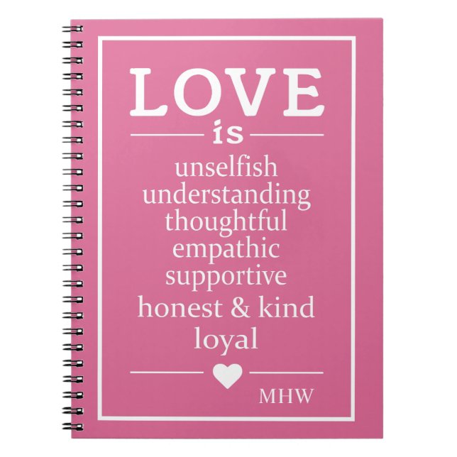 Liebe ist ... kundenspezifisches Monogramm- und Fa Notizblock (Vorderseite)