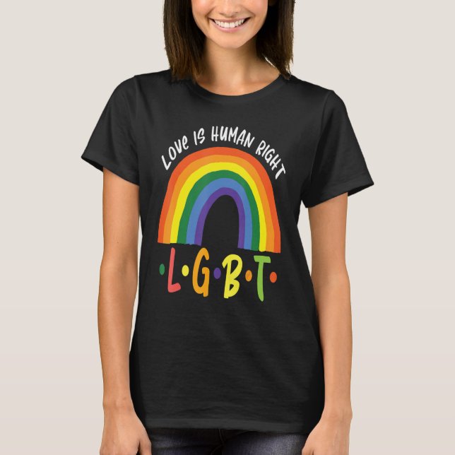 Liebe ist LGBT-Pride Rainbow Valentine D T-Shirt (Vorderseite)