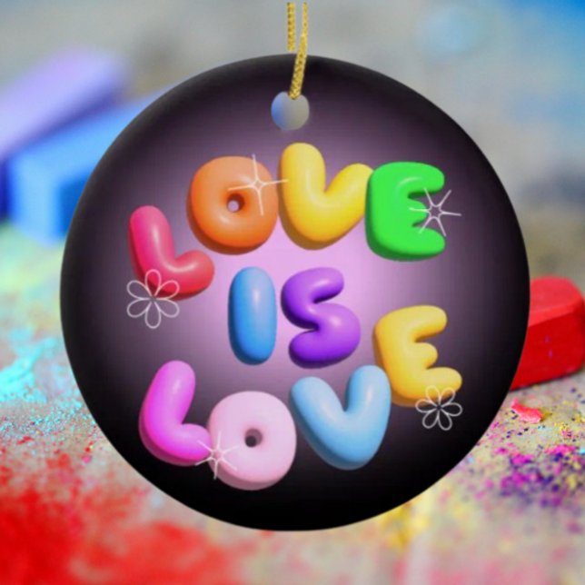 Liebe ist Liebe 3D-Regenbogenfarben Keramik Ornament (Von Creator hochgeladen)