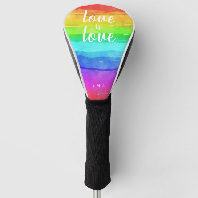 "Liebe ist Liebe" Aquarell Gay Pride Regenbogen Golf Headcover (Vorderseite)