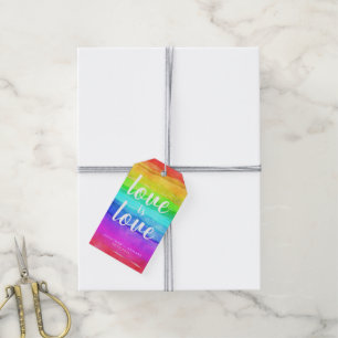 "Liebe ist Liebe" Aquarellfarbenprägung Regenbogen Geschenkanhänger
