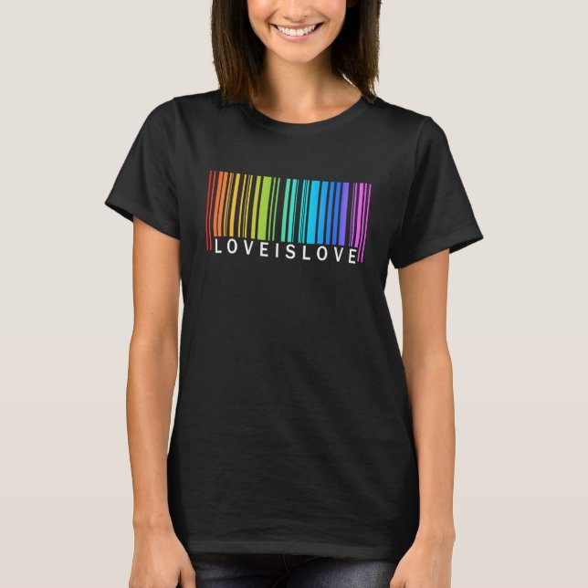 Liebe ist Liebe Barcode Flag Lgbt Gay Lesbia T-Shirt (Vorderseite)