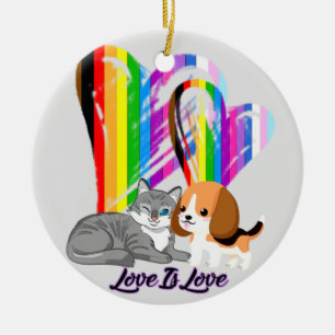 Liebe ist Liebe Cat & Dog - Besitzer von LGBTQ+ Keramik Ornament