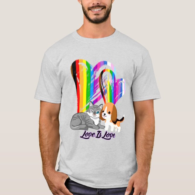 Liebe ist Liebe Cat & Dog - Besitzer von LGBTQ+ T-Shirt (Vorderseite)