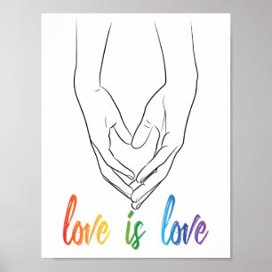 Liebe ist Liebe, die Hände Herz Linie Art Pride po Poster